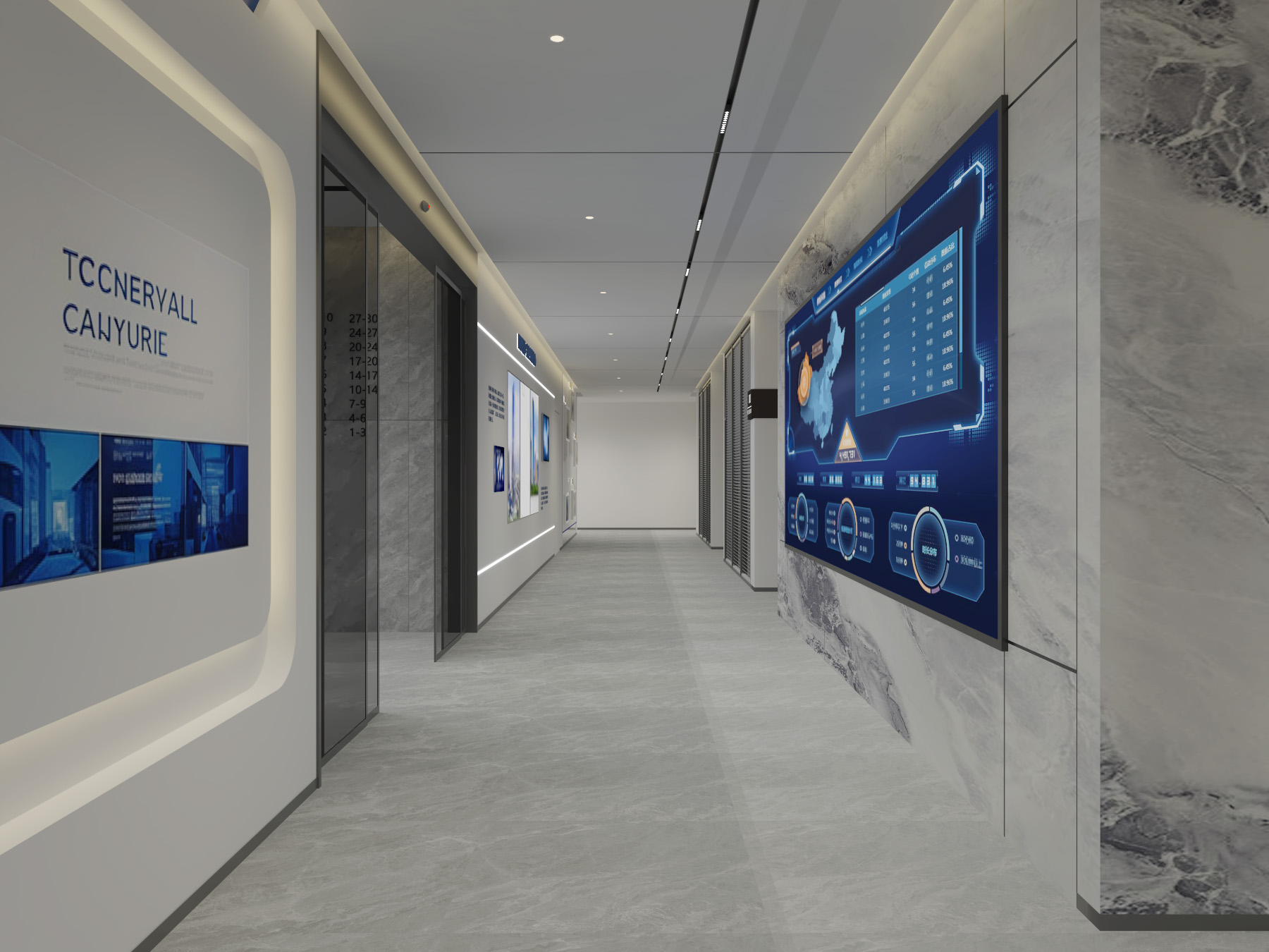 合肥包河區(qū)徽商總部廣場1500㎡設(shè)計施工一體辦公室裝修項目(圖3) 過道2.jpg